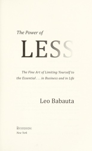 The Power of Less