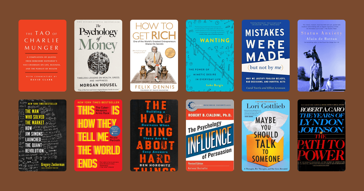 Book covers from the Andrew Wilkinson's reading list reading list