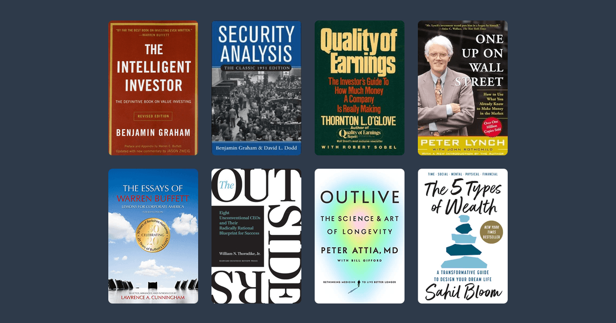 Book covers from the Bill Ackman's reading list reading list