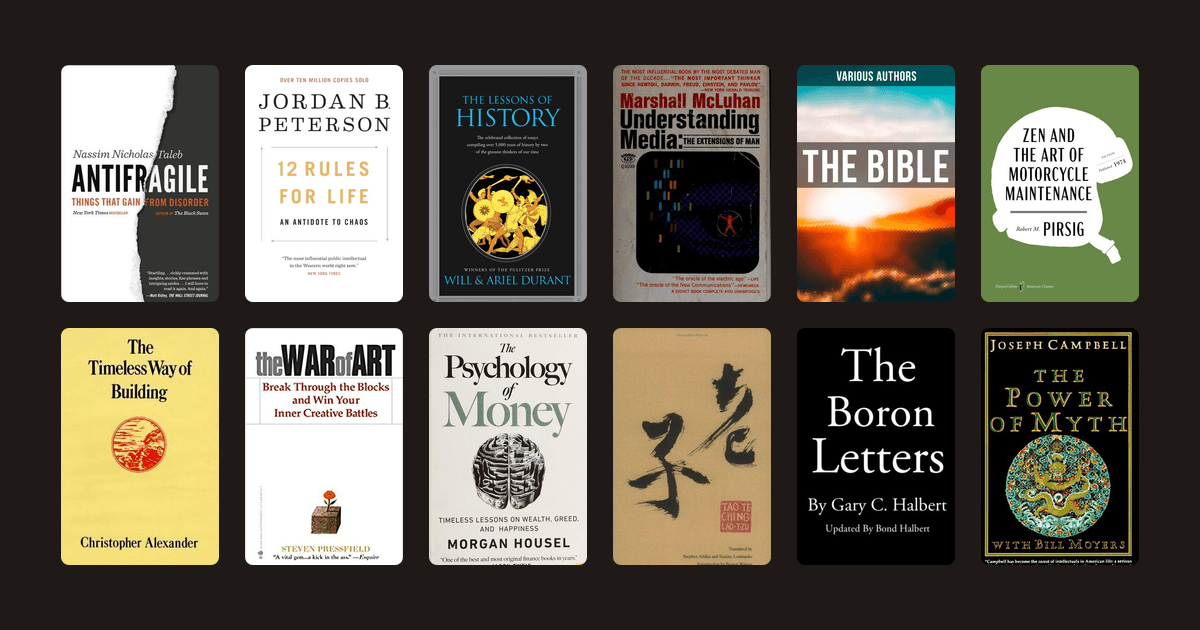 Book covers from the David Perell's reading list reading list