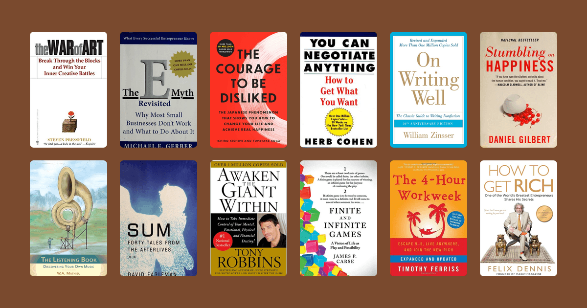 Book covers from the Derek Sivers's reading list reading list