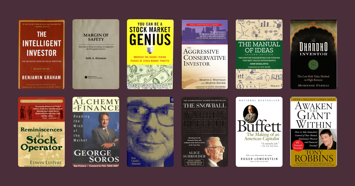 Book covers from the Guy Spier's reading list reading list