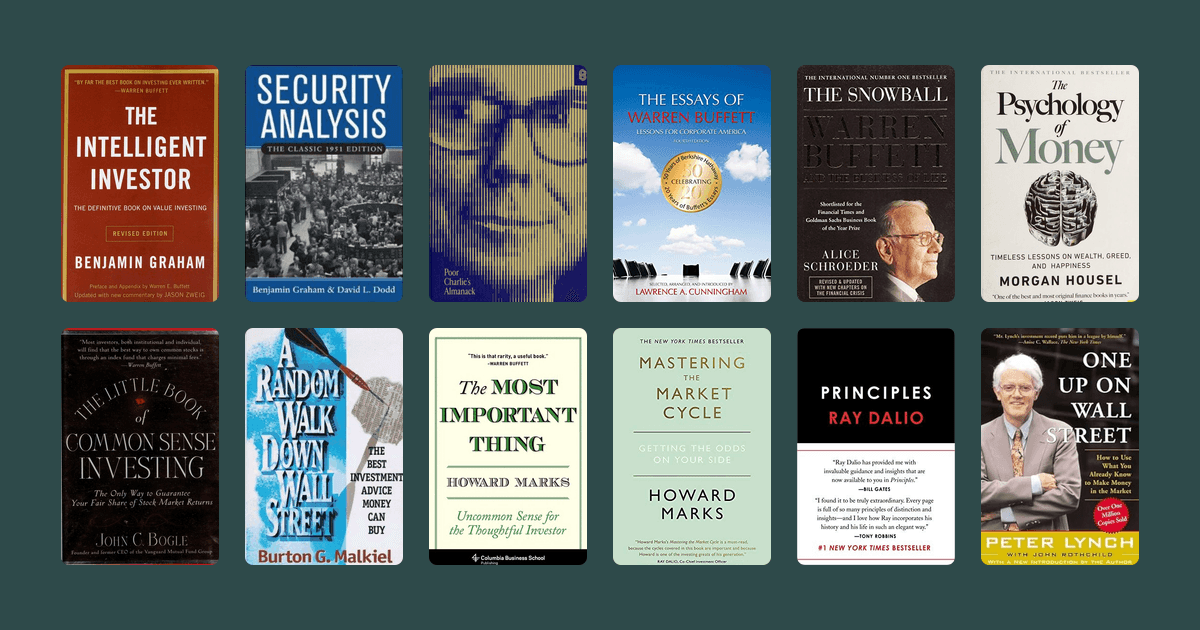 Covers from the Essential Investing reading list reading list