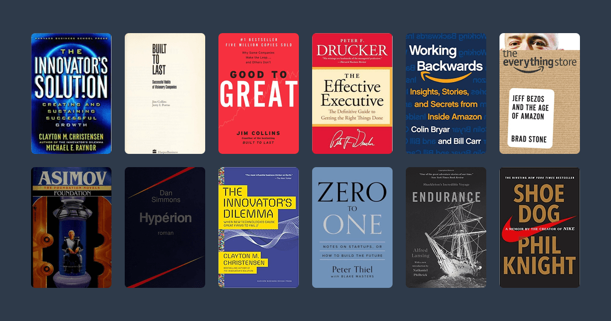 Covers from the Jeff Bezos reading list