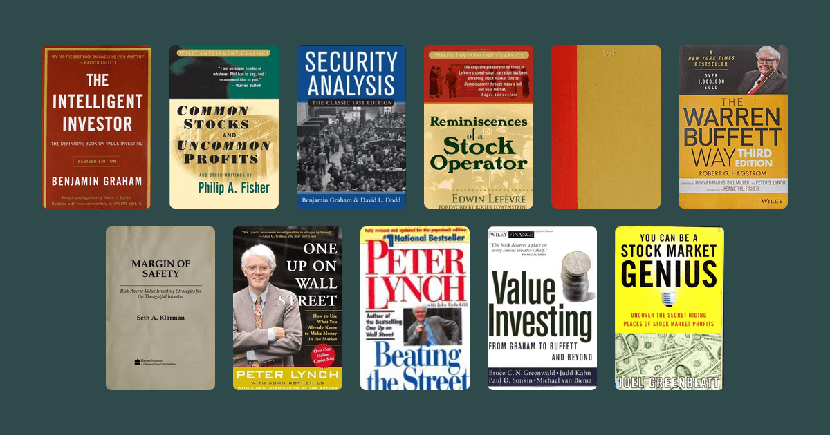 Book covers from the Joel Greenblatt's reading list reading list
