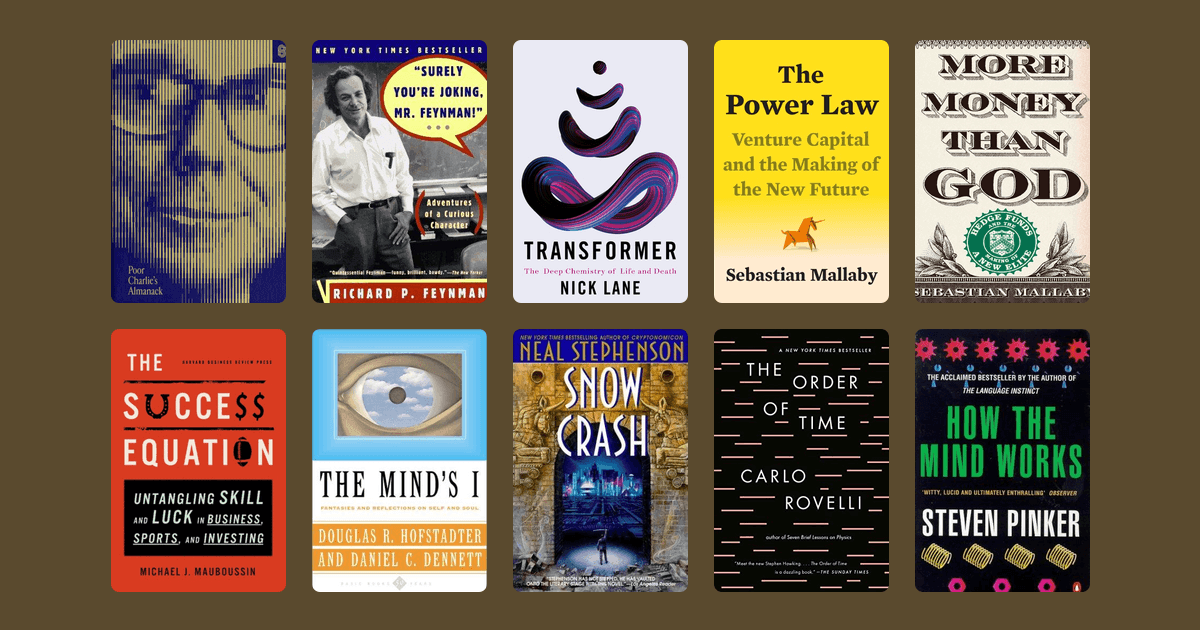 Book covers from the Josh Wolfe's reading list reading list