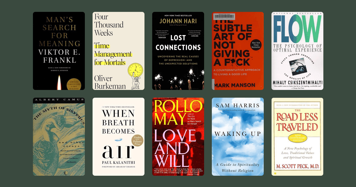 Covers from the The best books on meaning and purpose reading list