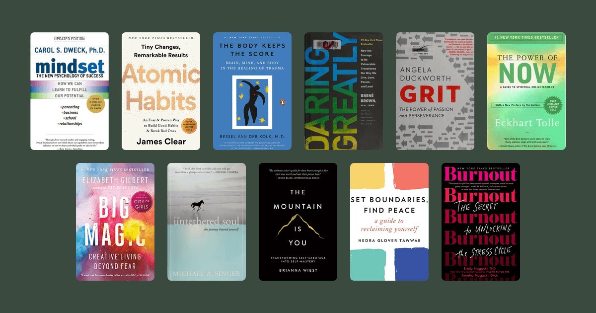 Covers from the Mel Robbins reading list