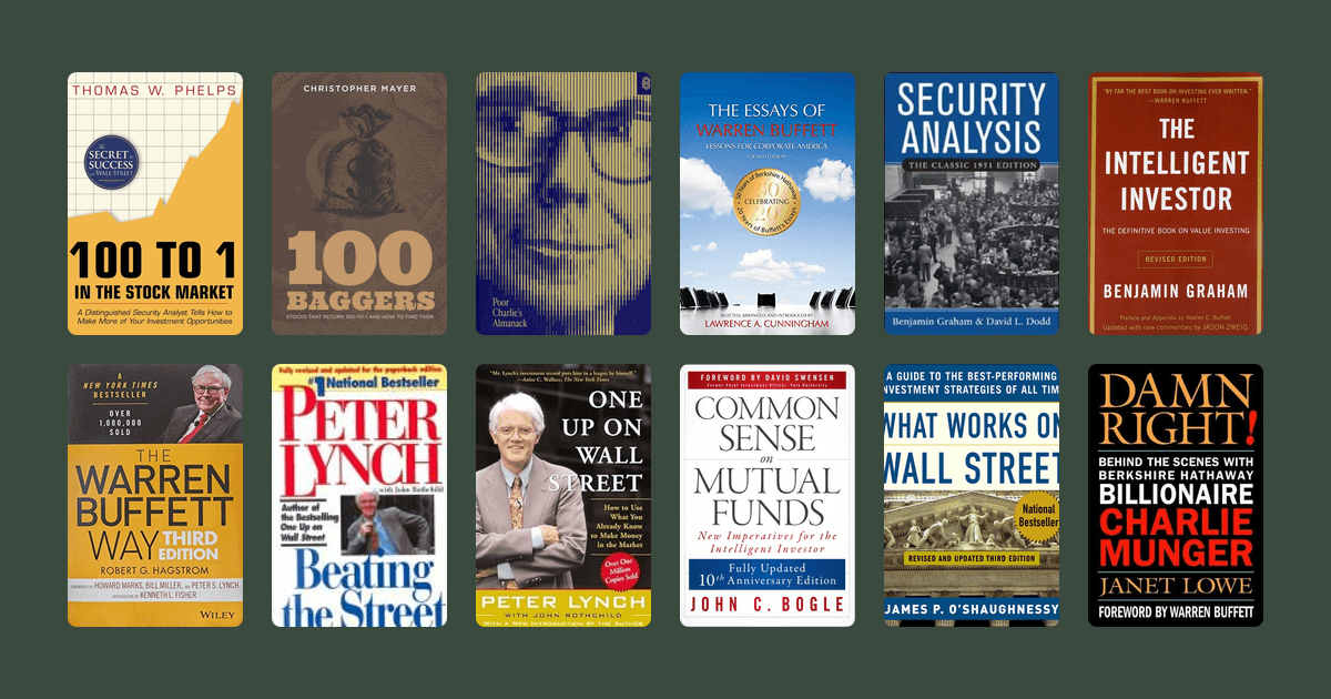 Book covers from the Mohnish Pabrai's reading list reading list