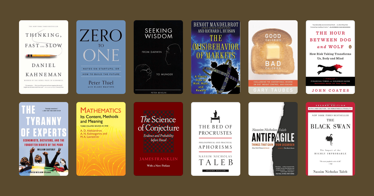 Book covers from the Nassim Nicholas Taleb's reading list reading list