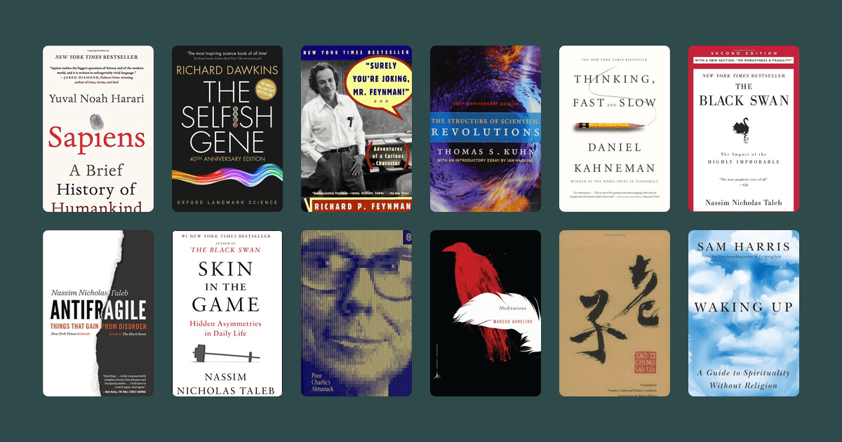 Covers from the Naval Ravikant reading list