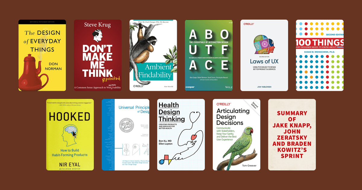 Covers from the Essential Product & UX design reading list reading list