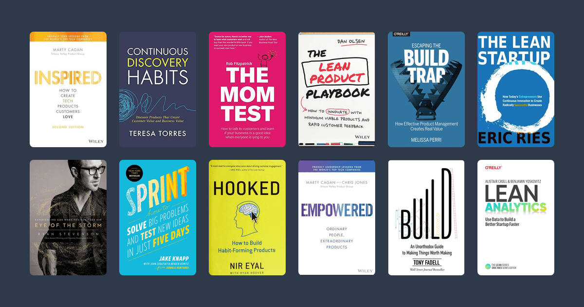 Covers from the Essential product management reading list reading list
