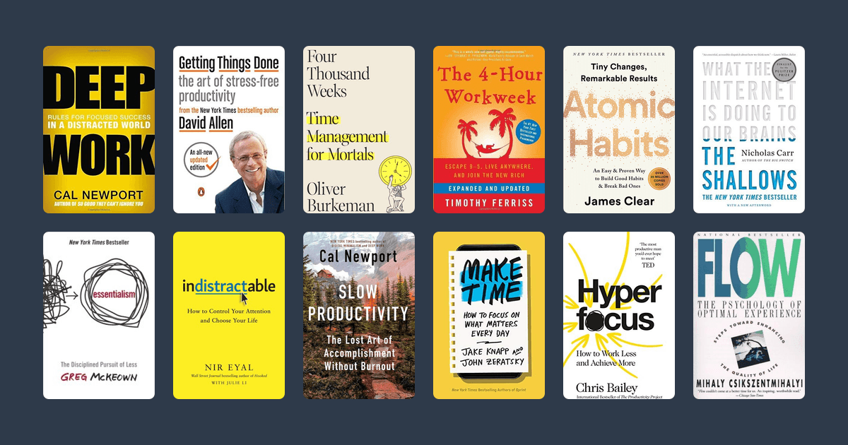 Covers from the The best books on productivity and focus reading list