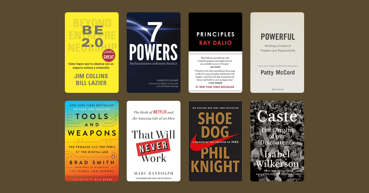 Book covers from the Reed Hastings's reading list reading list