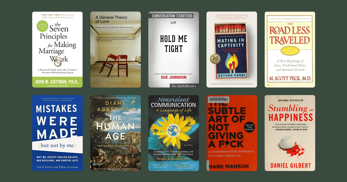 Covers from the The best books on relationships and marriage reading list