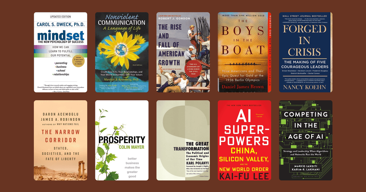 Book covers from the Satya Nadella's reading list reading list