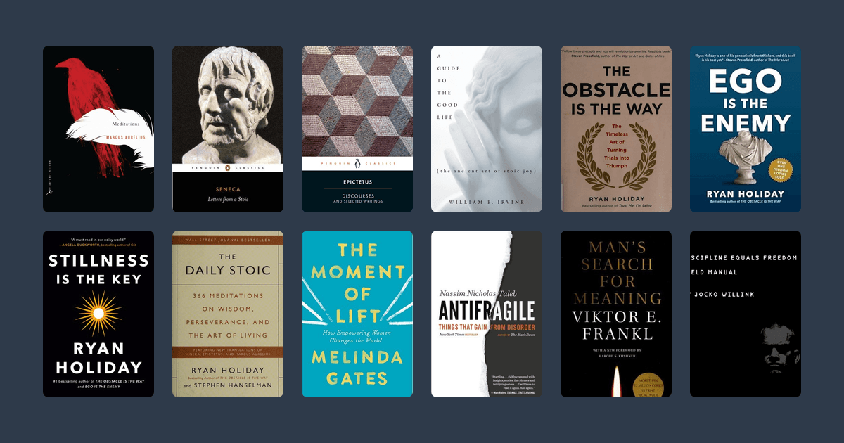 Covers from the Essential Stoicism reading list reading list
